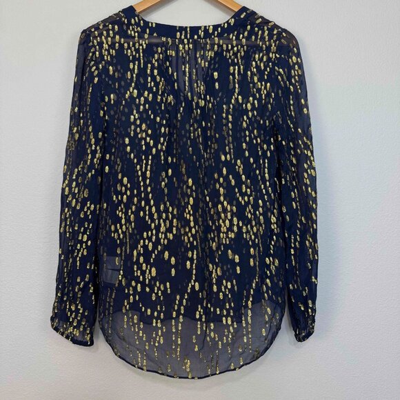 Lilly Pulitzer Women's Colby Top Silk Blend Long Sleeve Pullover Navy Blue Sz XS - Picture 4 of 13